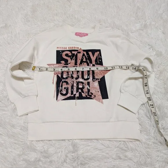 Solid White Girls Sweatshirt Casual Crew Neck Loopknit Long sleeve Size:5T NWOT - Picture 5 of 6